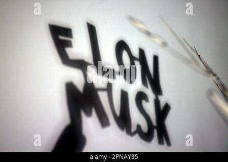 Shadows on a wall representing the dangers of AI, Artificial Intelligence, Chat GPT and the dominance of Elon Musk, London, UK. Stock Photo