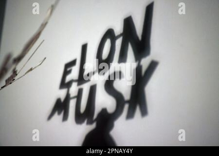 Shadows on a wall representing the dangers of AI, Artificial Intelligence, Chat GPT and the dominance of Elon Musk, London, UK. Stock Photo