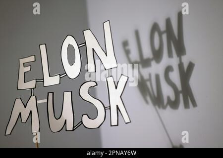 Shadows on a wall representing the dangers of AI, Artificial Intelligence, Chat GPT and the dominance of Elon Musk, London, UK. Stock Photo