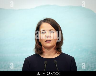 Karuizawa, Japan. 17th Apr, 2023. Foreign Minister Annalena Baerbock (Bündnis 90/Die Grünen) gives a statement during the meeting of G7 foreign ministers at the Karuizawa Prince Hotel this evening. Credit: Soeren Stache/dpa/Alamy Live News Stock Photo