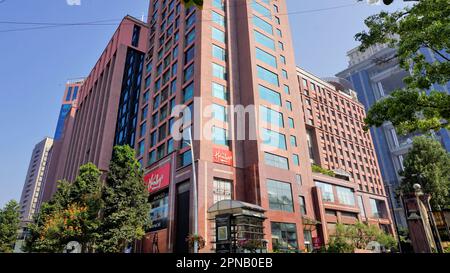 Bangalore,Karnataka,India-April 18 2023: View of Beautiful architecture of UB City. Awesome shopping mall with iconic cityscape skyscrapers Stock Photo