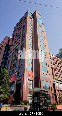 Bangalore,Karnataka,India-April 18 2023: View of Beautiful architecture of UB City. Awesome shopping mall with iconic cityscape skyscrapers Stock Photo