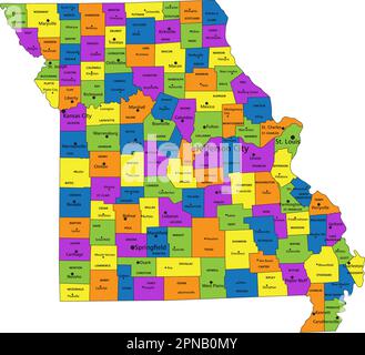 Colorful Kansas Political Map With Clearly Labeled, Separated Layers 