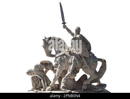 Coimbra, Portugal - Sept 7th 2019: Afonso Henriques sculpture, first king of Portugal. Portugal dos Pequenitos, Coimbra Stock Photo