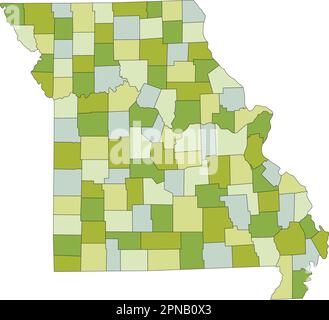 Missouri - Highly detailed editable political map with labeling Stock ...