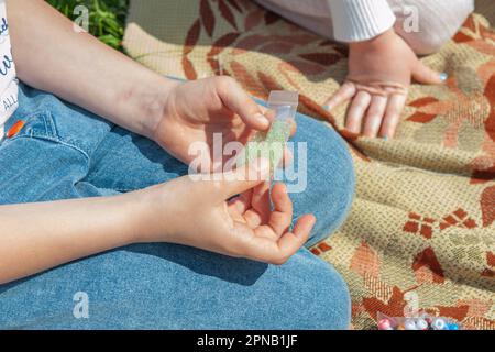 Set for children's craft diy from colored cardboard, paper, scissors and  pencils. Template for banner with space for text Stock Photo - Alamy