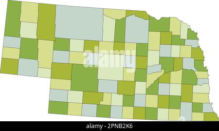 Highly detailed editable political map with separated layers. Nebraska. Stock Vector