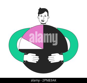 Measuring startup progress flat line concept vector spot illustration Stock Vector