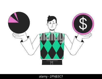Startup risk assessment flat line concept vector spot illustration Stock Vector