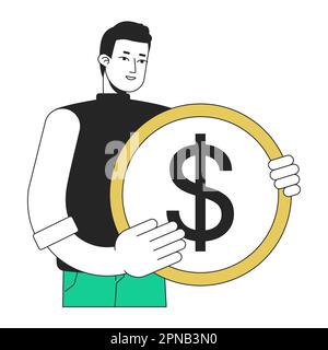 Startup fundraising flat line concept vector spot illustration Stock Vector