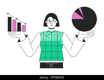 Startup company valuation flat line concept vector spot illustration Stock Vector