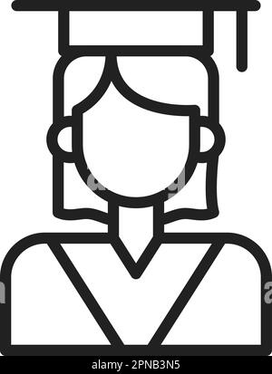 Female Graduate icon vector image. Suitable for mobile apps, web apps and print media. Stock Vector