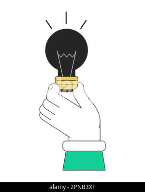 Entrepreneur without idea flat line concept vector spot illustration Stock Vector