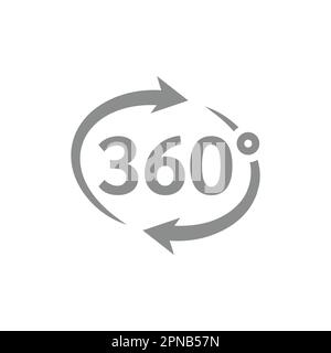 360 degrees view loop vector icon. Three hundred sixty circle arrow symbol. Stock Vector