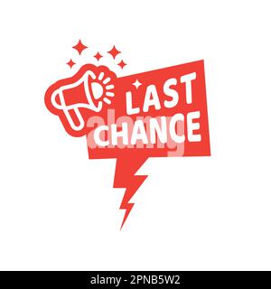 Last chance offer with speaker vector sign. Shopping banner with megaphone announcement icon. Stock Vector