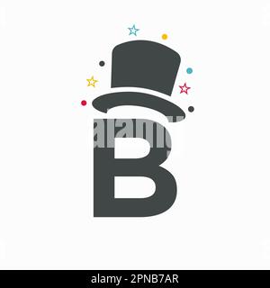 Letter B Magic Hat Logo Design. Magician Symbol Vector Template Stock Vector