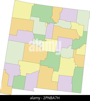 New Mexico - Highly detailed editable political map. Stock Vector