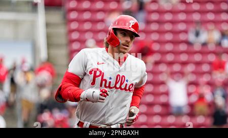 Philadelphia Phillies second baseman Bryson Stott takes batting practice  before a baseball game against the Miami Marlins, Monday, July 31, 2023, in  Miami. (AP Photo/Lynne Sladky Stock Photo - Alamy