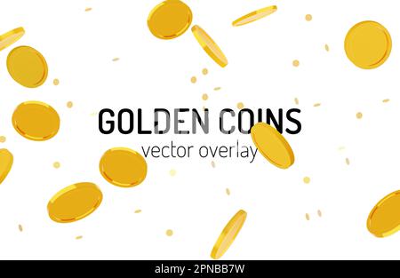 Golden coins falling illustration vector Stock Vector