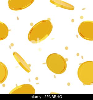 Golden flying coins seamless pattern vector Stock Vector