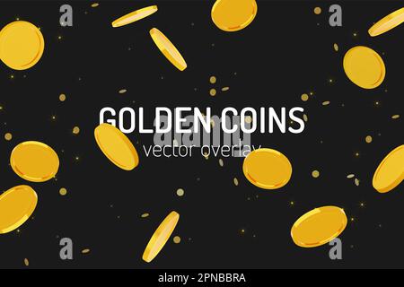Golden coins falling illustration vector Stock Vector
