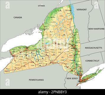 High detailed New York physical map Stock Vector Image & Art - Alamy