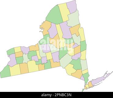 New York - Highly detailed editable political map. Stock Vector