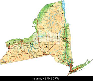High Detailed New York Physical Map With Labeling Stock Vector Image High Detailed New York Physical Map With Labeling 2pnbc7w