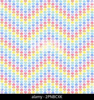 Seamless vector pattern with small multicolored hearts. the colors of the rainbow, zigzag. Seamless hearts pattern. Hand drawn. Stock Vector