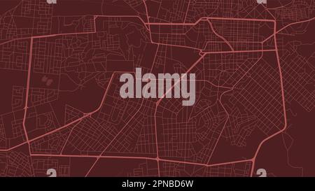 Background Asmara map, Eritrea, red city poster. Vector Asmera map with roads and water. Widescreen proportion, digital flat design roadmap. Stock Vector