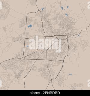 Detailed map of Asmara city, capital of Eritrea. Municipal administrative Asmera area map with buildings, rivers and roads, parks and railways. Vector Stock Vector