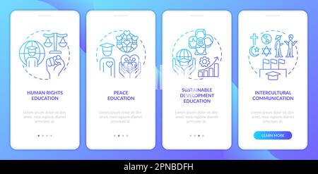 GCED learning blue gradient onboarding mobile app screen Stock Vector