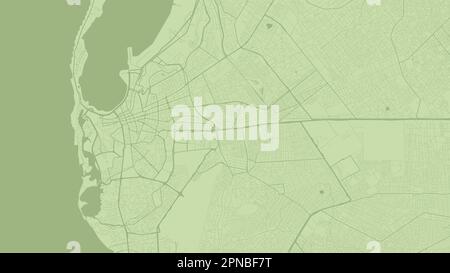 Background Luanda map, Angola, olive city poster. Vector map with roads and water. Widescreen proportion, digital flat design roadmap. Stock Vector