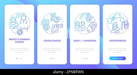 Hereditary chronic diseases blue gradient onboarding mobile app screen Stock Vector