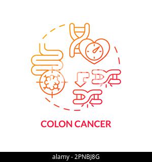 Colon cancer red gradient concept icon Stock Vector