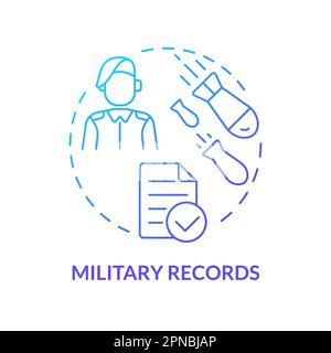 Military records blue gradient concept icon Stock Vector