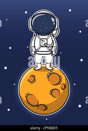 Cute Astronaut On The Moon Stock Vector