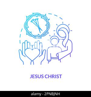 Jesus Christ blue gradient concept icon Stock Vector
