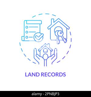 Land records blue gradient concept icon Stock Vector