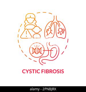 Cystic fibrosis red gradient concept icon Stock Vector