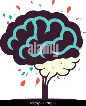 color human brain logo minimalist vector illustration Stock Vector