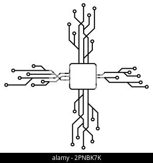 Microcircuit Simple Silhouette of simple schematic chip or component for microcircuits ...