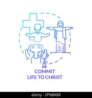 Commit life to Christ blue gradient concept icon Stock Vector