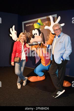 Marianne Hartl and Michael Hartl during the Europe Premier of "Disney100: The Exhibition“ at Olympiahalle on April 17, 2023 in Munich, Germany Stock Photo
