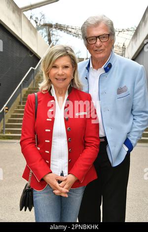 Marianne Hartl and Michael Hartl during the Europe Premier of "Disney100: The Exhibition“ at Olympiahalle on April 17, 2023 in Munich, Germany Stock Photo