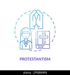 Protestantism blue gradient concept icon Stock Vector