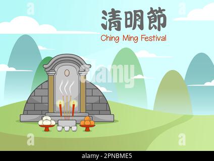 Ching Ming Festival Chinese Grave Stock Vector