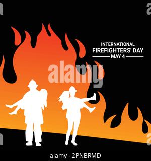 International Firefighters' Day. May 4. Suitable for greeting card, poster and banner. Vector illustrations Stock Vector