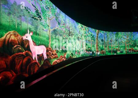 The National Museum of Singapore.  Story of the Forest created by the renowned Japanese digital art collective teamLab.  Singapore. Stock Photo