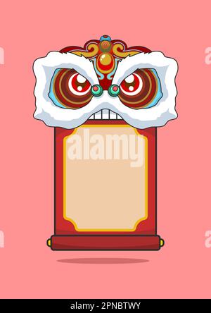 Chinese New Year Lion Dance Head And Scroll Stock Vector Image & Art ...